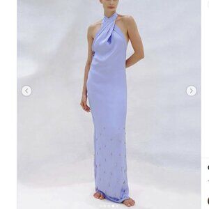 NWT Baobab Amorino halter neck satin maxi dress / gown - Lilac blue